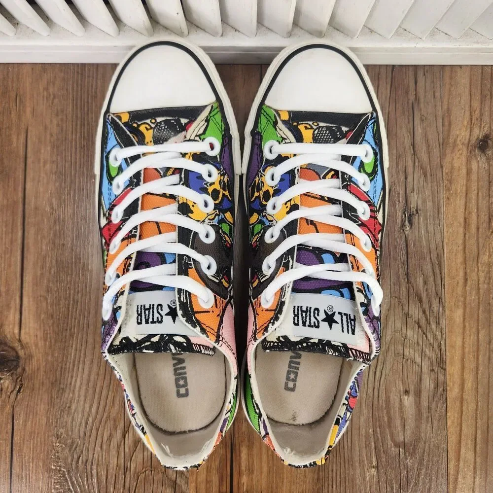 Converse Chuck Taylor All Star Low Graphic Canvas Shoes Womens Sz 7 Y2K Colorful - Picture 5 of 9